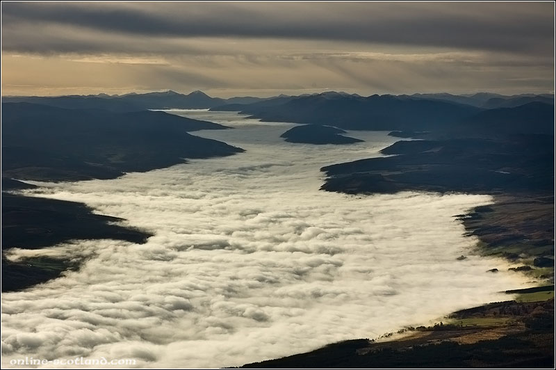 Aerial Photo of low cloud over Strathtay, Perthshire